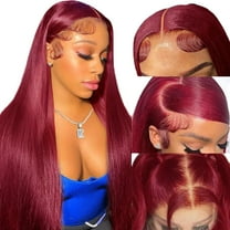 99J Burgundy Lace Front Wigs Human Hair 13X4 Straight 99J HD Lace Frontal Human Hair Wig for Women Pre Plucked Burgundy Transparent Lace Front Wig Colored 180% Density Wine Red Wig