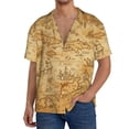 thumbnail image 3 of Honeii 's Old Vintage Map Of Sea for men's short-sleeved button-up collared shirt featuring a pocket, perfect for beach vacations, and travel adventures., 3 of 5