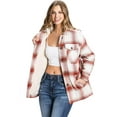thumbnail image 4 of Love Tree Women's Oversize Sherpa Lined Plaid Flannel Shirt Jacket (Terracotta, Medium), 4 of 4