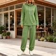 thumbnail image 5 of GaThRRgYP Cropped Windbreaker Jacket Women with Hood Women's Two-piece High Neck Sports Suit Long Sleeved Drawstring and Jogging Pants Casual with Pocket Set, 5 of 9