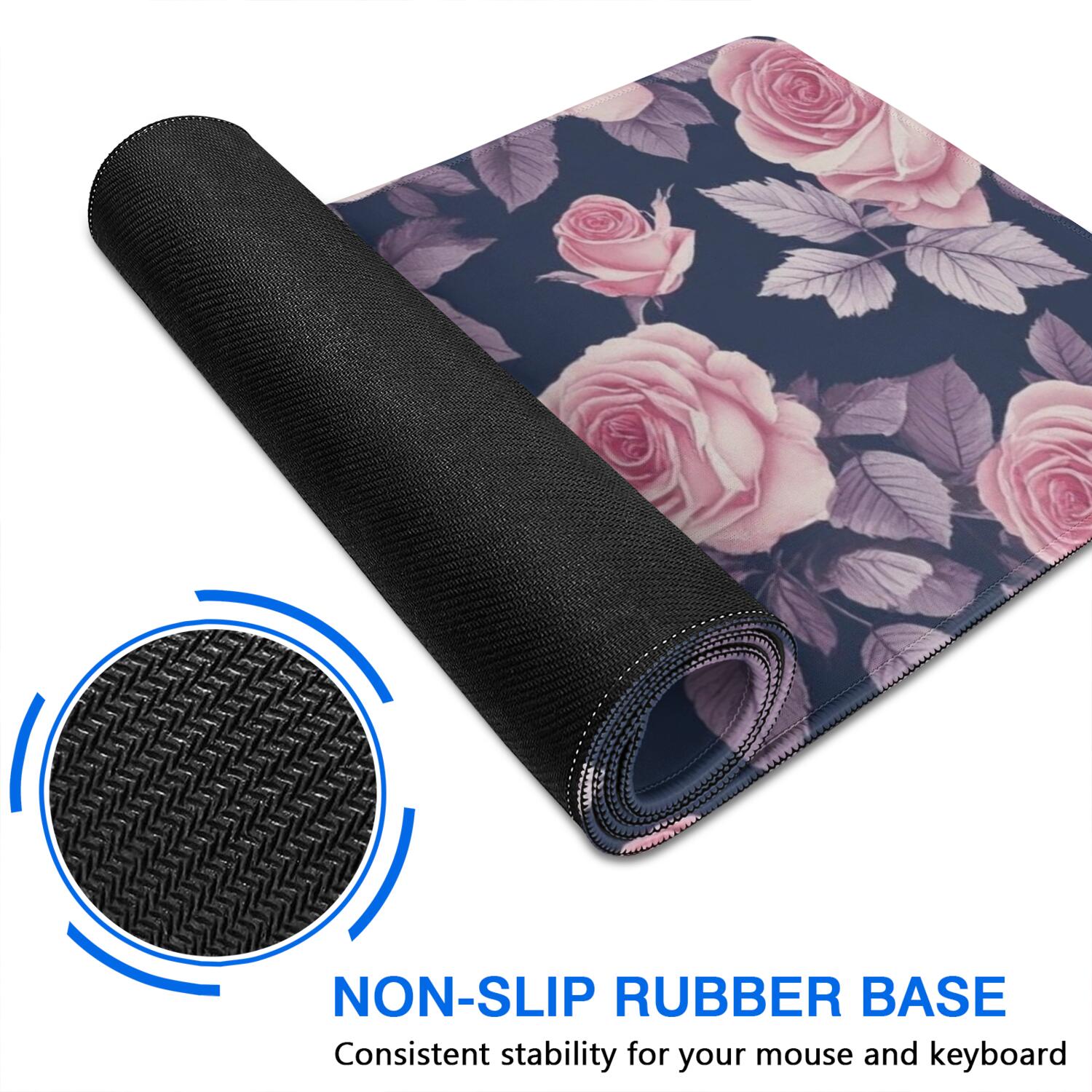 Long Mouse Pads for Desk,Pioneer Flower Floral Print Pattern Desk Mats on Top Of Desks, Desk Mouse Pad Extra Large with 3mm Non-Slip Base and Stitched Edge for Gaming,Office,Work,Home 31.5"x15.7"
