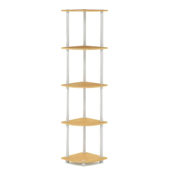 Furinno 99811BE/WH Turn-n-Tube 5-Tier Corner Shelf, Beech/White