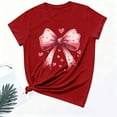 thumbnail image 6 of Women's Valentine's Day Tops Bow Detail Print Round Neck Short Sleeve Tee Red XXXL, 6 of 6