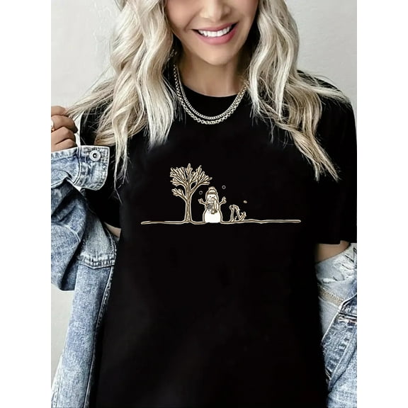 Christmas T-Shirt for Women Cute Christmas Tree Graphic Short sleeve Shirt Xmas Holiday Party Pullover Blouse
