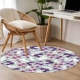 thumbnail image 4 of Round Rug 4Ft Washable Non-Slip, Purple Pink Roses Circle Area Rugs for Living Room Bedroom, Spring Floral Elegant Pastoral Botanical Indoor Floor Mats Carpet Runner for Home Decor Aesthetic, 4 of 8