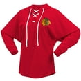 thumbnail image 2 of Women's Fanatics Red Chicago Blackhawks Jersey Lace-Up V-Neck Long Sleeve Hoodie T-Shirt, 2 of 3