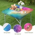 thumbnail image 4 of Colorful Wave Pattern Square Fitted Tablecloth with Elastic Edge,Square Table Cover,Washable Elastic Table Cover for Home Kitchen Party Decor 36"x36", 4 of 6