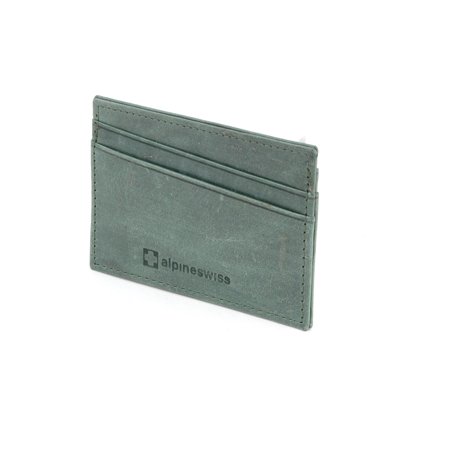 Alpine Swiss Super Slim Card Case Genuine Leather ID Holder Front Pocket