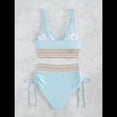 thumbnail image 4 of Bikini de 2 Piezas para Mujer, Traje de Baño de Cintura Alta con Cuello Halter y Cintura Alta, Color Azul , Talla L, 4 of 7