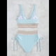 thumbnail image 4 of Bikini de Dos Piezas para Mujer, Cintura Alta, Cuello Halter, Traje de Baño Adelgazante, Azul , Talla M, 4 of 7