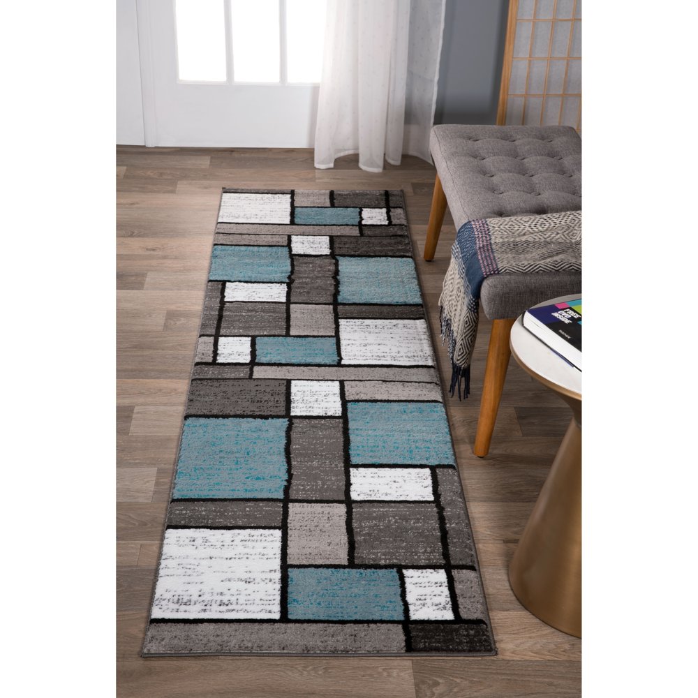 World Rug Gallery Contemporary Modern Boxes Area Rug or Runner