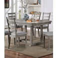 thumbnail image 2 of Rustic Style Gray Solidwood Dining Table w Trestle Base 6x Side Chairs Ladder Back 7pc Dining Set, 2 of 10