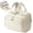 Beige, variant on Toiletry Bag for Women, Wide-Open Makeup Bag with Handle, Puffy Quilted Cosmetic Bag for Travel Size Toiletries, Beige