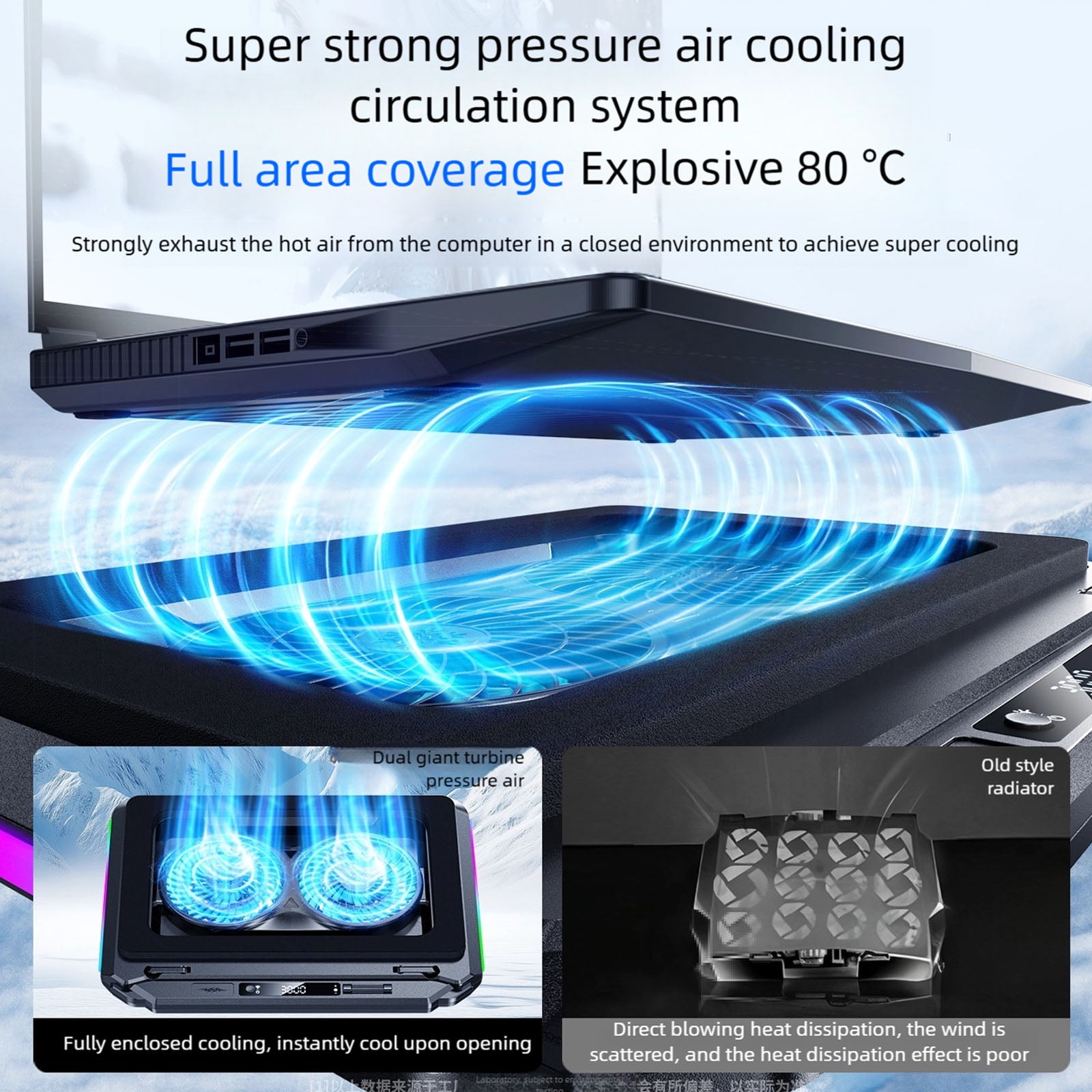 Cooling Base Featuring 15x Airflows Boosts Overclocking Cooling Stand Quiet Operate Universals Fit 15-21Inch Laptops