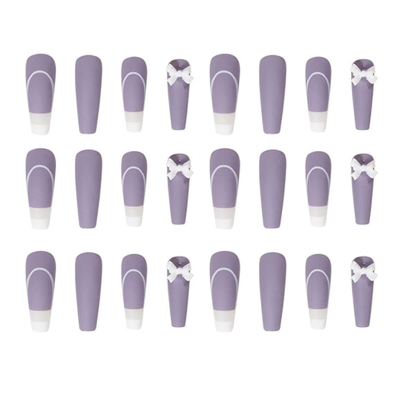 SEARCHI 24pcs Full Coverage Nail Fake Nail Patch Nail Manicure Patch French Wear Nail
