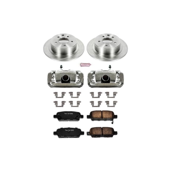 PowerStop Rear Stock Replacement Brake Pad and Rotor Kit with Calipers Fits: NISSAN Select Models KCOE098A