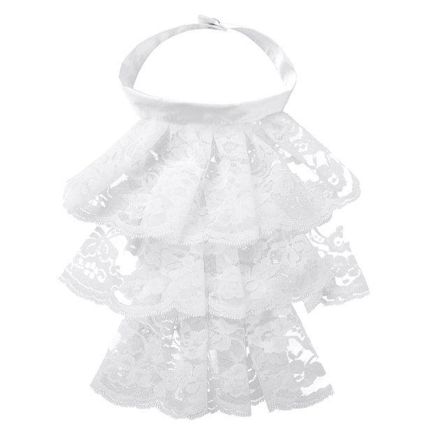 TiaoBug Jabot en Dentelle Victorien Renaissance Col à Volants Col Colonial Pirate Jabot Faux Collier Type A Blanc Taille Unique