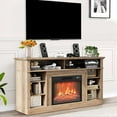 thumbnail image 3 of ChaoLink 58" Fireplace TV Stand for TVs up to 65"， Rustic Entertainment Center with 23" Electric Fireplace, Remote Control, Sliding Barn Doors & Storage Shelves for Living Room, 3 of 7