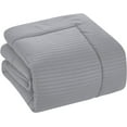 thumbnail image 3 of 500-TC Egyptian Cotton All Season Comforter for Adults Super King Plus Size 120" x 120" Inches, 1pc Comforter Box Stitched with 4 Corner Tabs, 300 GSM Comforter, Silver Grey Stripe, 3 of 4