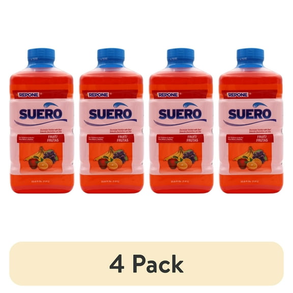 (4 pack) Suero Repone Fruit Flavored Electrolyte Drink, 1 Liter