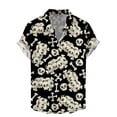 thumbnail image 5 of Camisas de hombre con estampado de calaveras y flores unisex, divertidas camisas hawaianas de manga corta con estampado de calaveras en 3D, camisas con solapa estampadas para hombre, 5 of 5