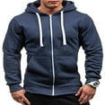 thumbnail image 1 of Men Fall Winter Hoodies Long Sleeve Tracksuit Zip Slim Hooded Coat Male Jacket Plus Size, 1 of 6
