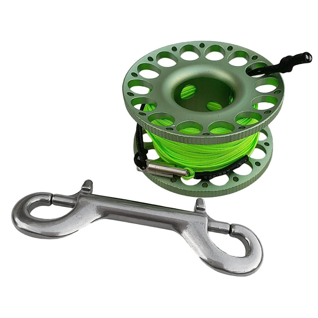 Scuba Diving Finger Spool Wreck Reel with 30m Line and Double End Bolt Snap Clip 