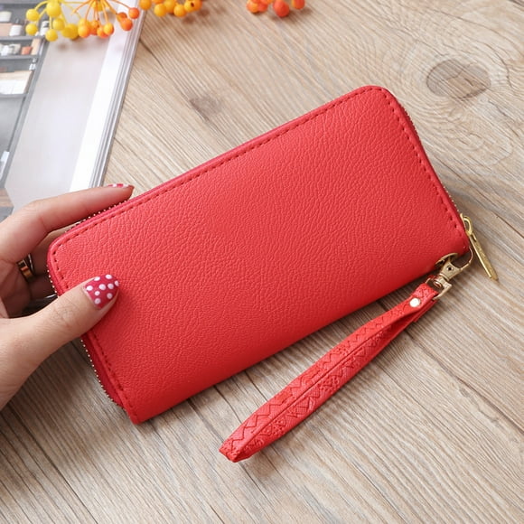 Cameland Fashion Women Lichee Pattern Road Wallet Coin Bag Purse Phone Bag Red
