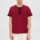 thumbnail image 1 of Tops para hombre, blusas y camisas de manga corta con cuello redondo para hombre, blusas casuales de moda para hombre con cuello redondo, medio botón, manga corta, blusas de poliéster para hombre, 1 of 6
