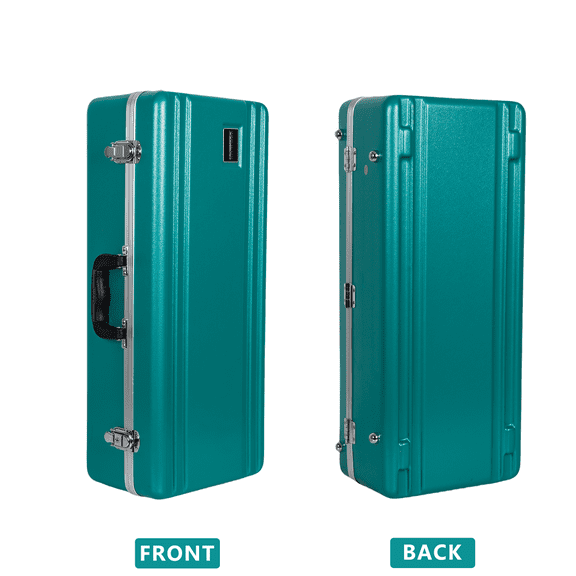 Crossrock ABS Alto Saxophone Case – Rectangular Mint Blue Finish, Burgundy Velvet Interior, Security Lock & Detachable Strap