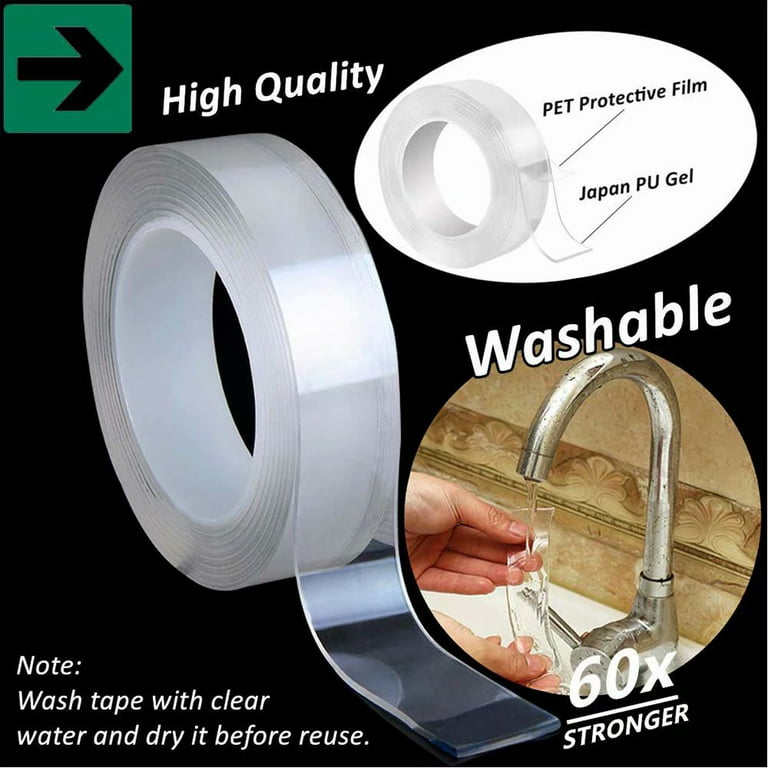 Double Sided Tape Heavy Duty Multipurpose Removable Mounting Nano Adhesive  Tape Reusable Strong Sticky Wall Tape Strips Transparent Traceless Poster  Carpet Tape for Paste