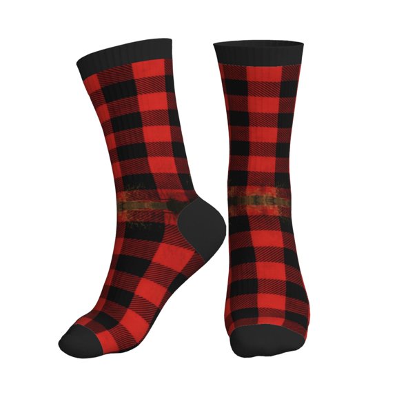 Women's Men's Buffalo Plaid Red Checkered Colorful Novelty Pattern Crew Athletic Socks