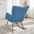 thumbnail image 4 of Glider Chair for Living Room Tufted Upholstered Teddy Fabric Rocking Chair with Metal Frame Accent Chair Blue, 4 of 10
