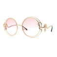 thumbnail image 2 of Womens Serpent Snake Jewel Arm Round Circle Metal Rim Sunglasses Gold Pink, 2 of 4