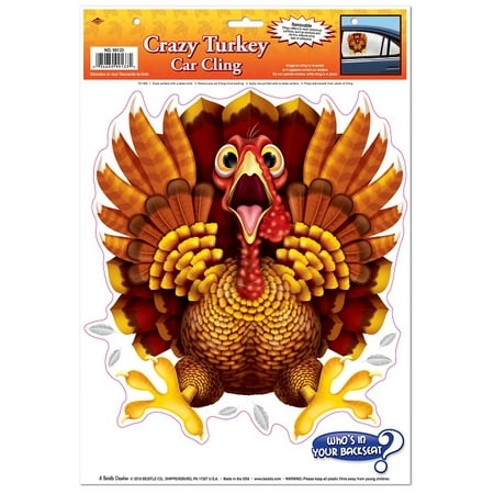Pack Of 12 Wild Turkey Backseat Driver Car Cling Thanksgiving