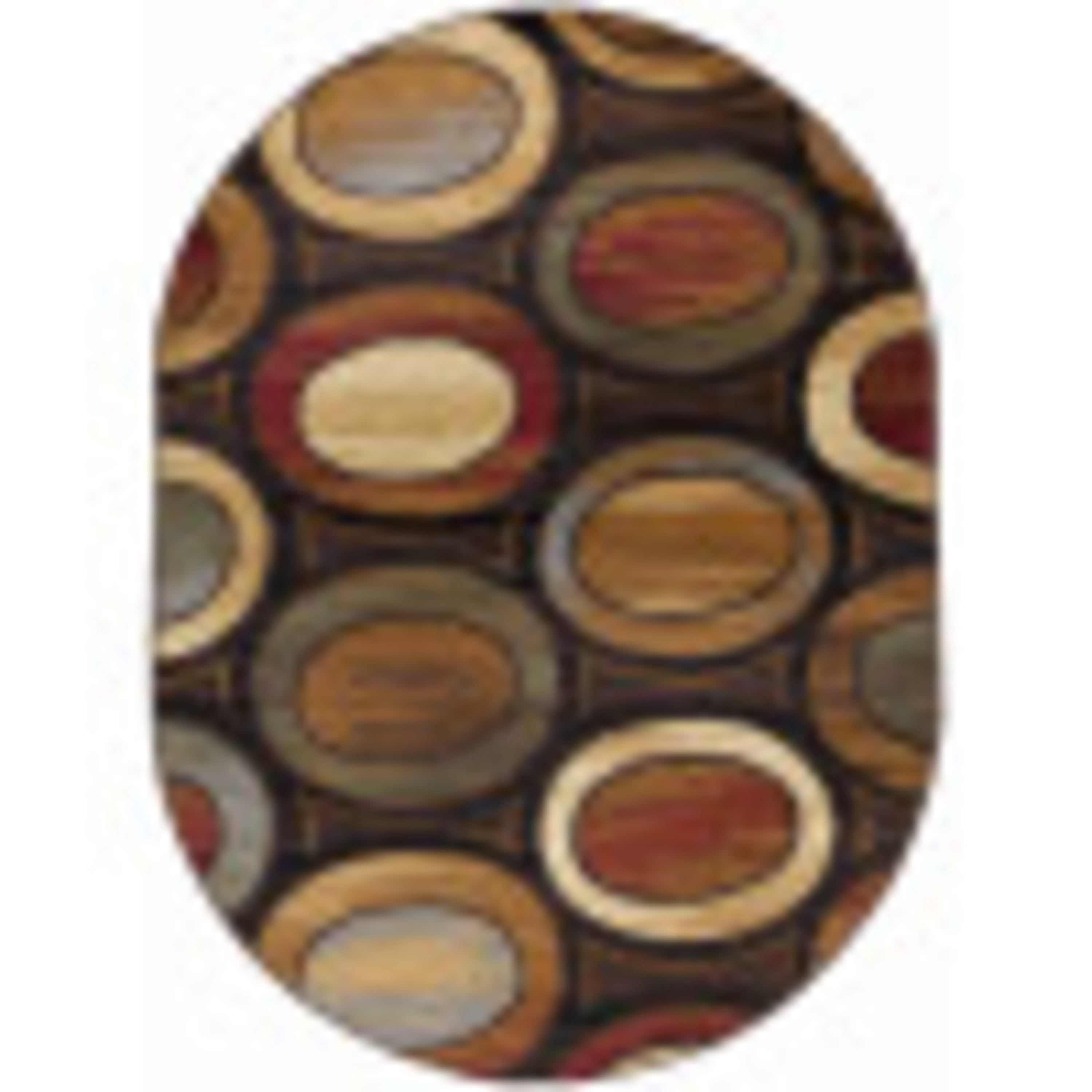 Contemporary Area Rug (6'7'' x 9'6'' Oval) Geometric Multi-Color Living Room Easy to Clean
