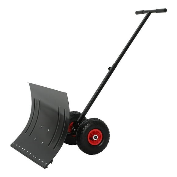 Pelle à Neige en Acier Robuste de 29 Pouces avec Roues – Manche Incliné à 5 Positions Réglables, Conception Ergonomique à Roues, Lame de Charrue en Métal Durable – Déneigement Sans Effort pour Entrée, Trottoir et Patio