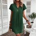 thumbnail image 2 of Lime Green Brunch for Teen Girls Fall Summer Short Sleeve V Neck Faux Linen Mini Short Plain Dresses Womens 2026 Clothes Fashion Y2K S, 2 of 7
