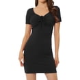 thumbnail image 1 of Mini Vestido Informal de Punto Ajustado con Escote para Mujer Vestido Ceñido Elegante Negro M, 1 of 6