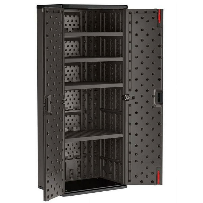 Suncast 72-Inch 4-Shelf Storage Cabinet Locker for Garage, Black Suncast 72-Inch 4-Shelf Storage Cabinet Locker for Garage, Black