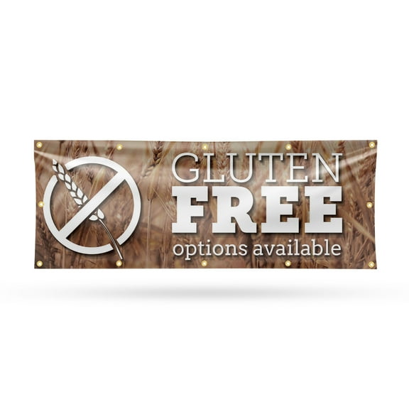 Gluten Free Options Available Banner Sign 48 Inch x 120 Inch | 13 oz Vinyl with Metal Grommets | Heavy-Duty Single-Sided Outdoor Durable Printed High-Quality Weatherproof | Made in the