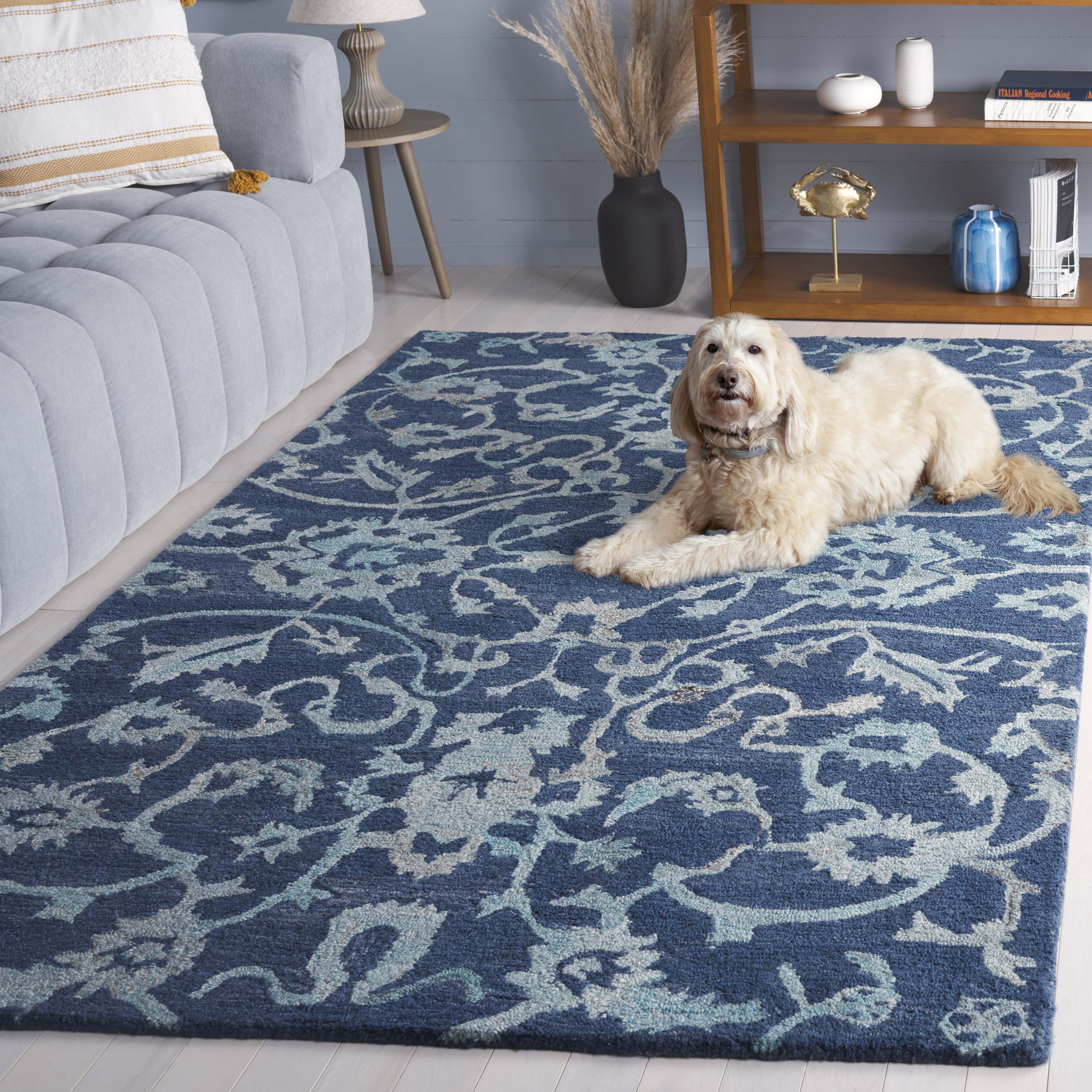 SAFAVIEH Anatolia Jamaar Floral Area Rug, Navy, 8' x 10'