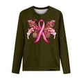thumbnail image 3 of CLOISE Breast Cancer Shirts Women Long Sleeve Crewneck Shirts Butterfly Ribbon Oversized Breast Cancer Fight Tops Cute Comfy Tshirts Cancer Survivor Gifts Outfits Army Green XL, 3 of 4