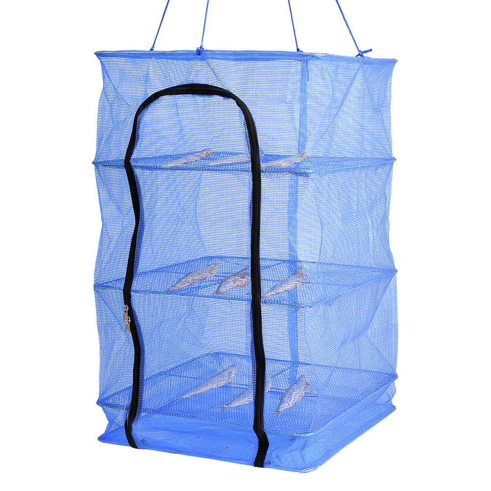 Foldable Hanging Drying Fishing Fish Net Vegetable Dryer Hanging Cage Fish Rack 