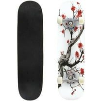Skateboards Realistic blossom Japanese cherry tree isolated white Maple Double Kick Standard Skateboard Pro Complete Outdoor for Beginners Adult Gift 31"x8"