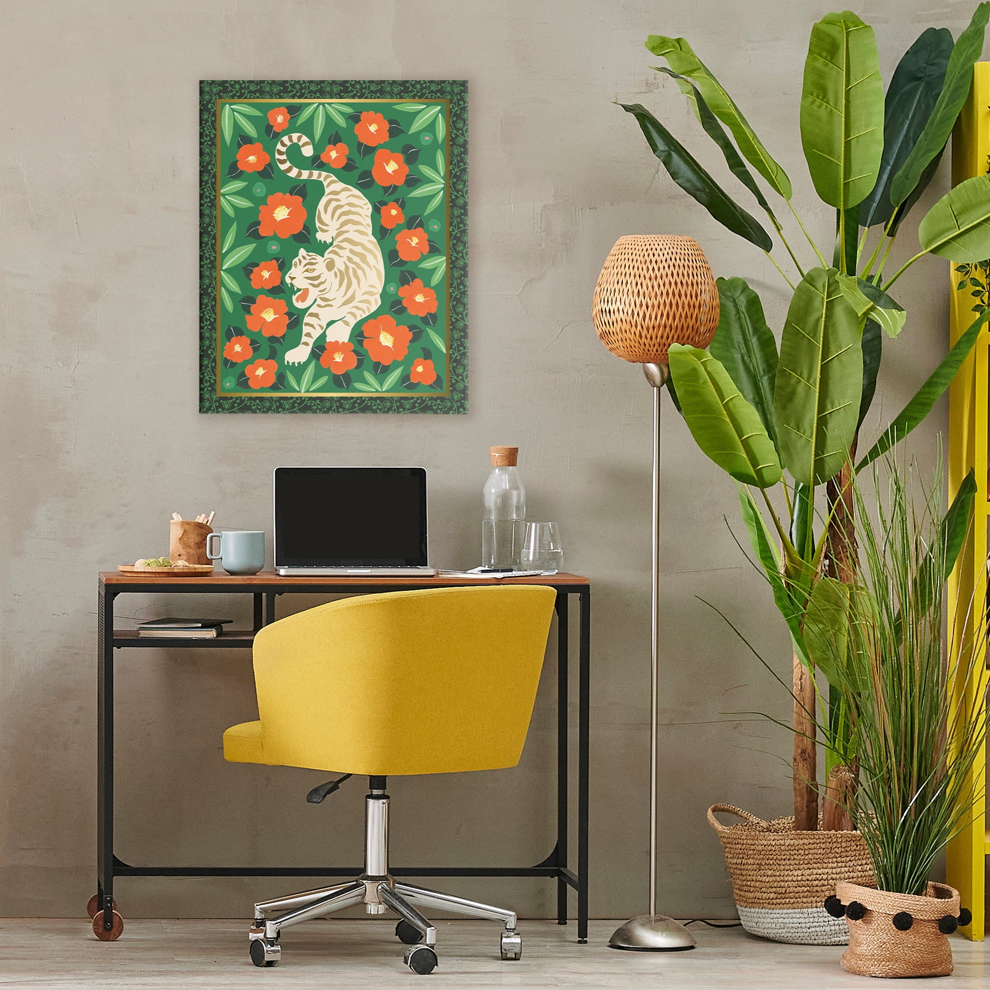 Stupell Industries Eclectic Tiger & Hibiscus Canvas Wall Art, design by Karolina Sato