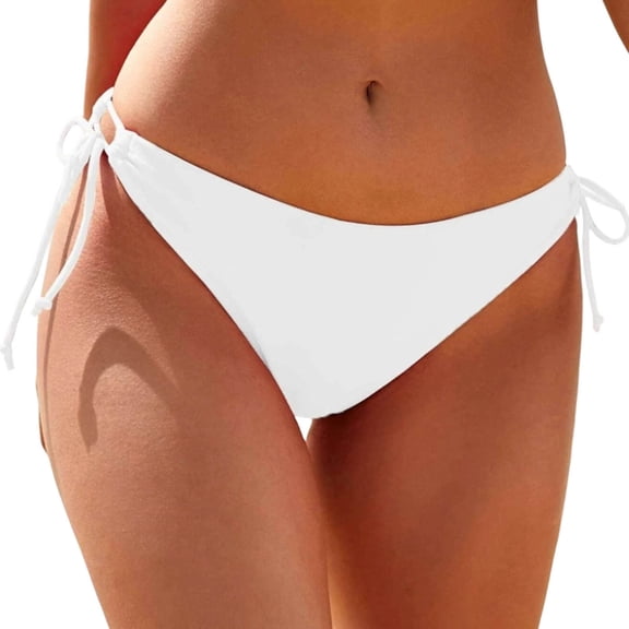 QTBIUQ Womens Bikini Swim Bottom Briefs Tie Side Lace up Solid Color High Cut Swimwear Swimsuit Bottoms