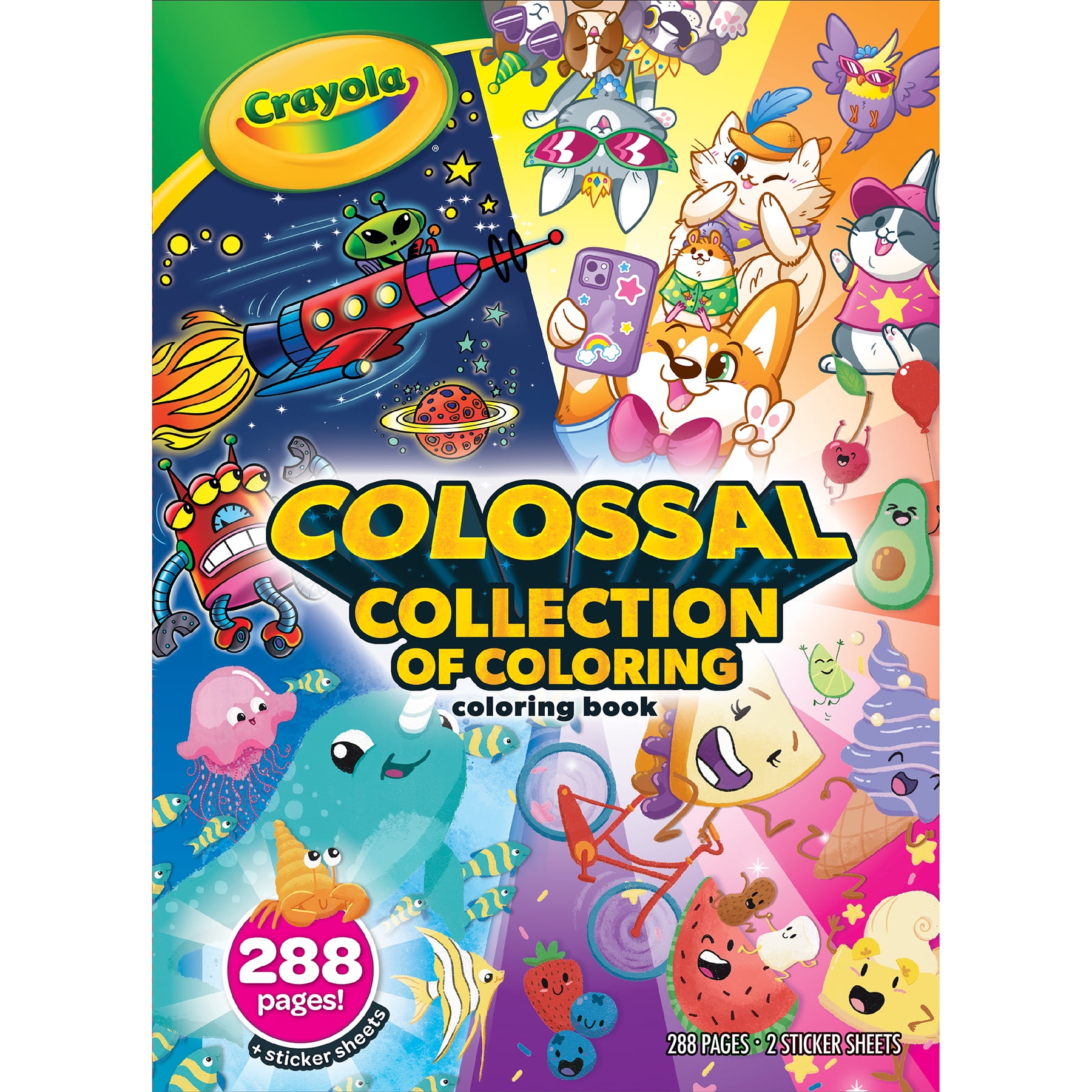 Crayola Colossal Collection of Coloring, 288 Coloring Book Pages with 2 Sticker Sheets, Pack of 3