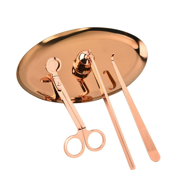 veasfak 4Pcs Candle Accessories Wick Dipper Cutter Multipurpose Candle Care Tool Rose Gold