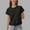 Black, variant on Women's Casual Loose Fit Round Neck Short Sleeve T Shirt with Drawstring Hem for Everyday Short Sleeve Tops for Women Women Tops Summer Womens Casual Tops